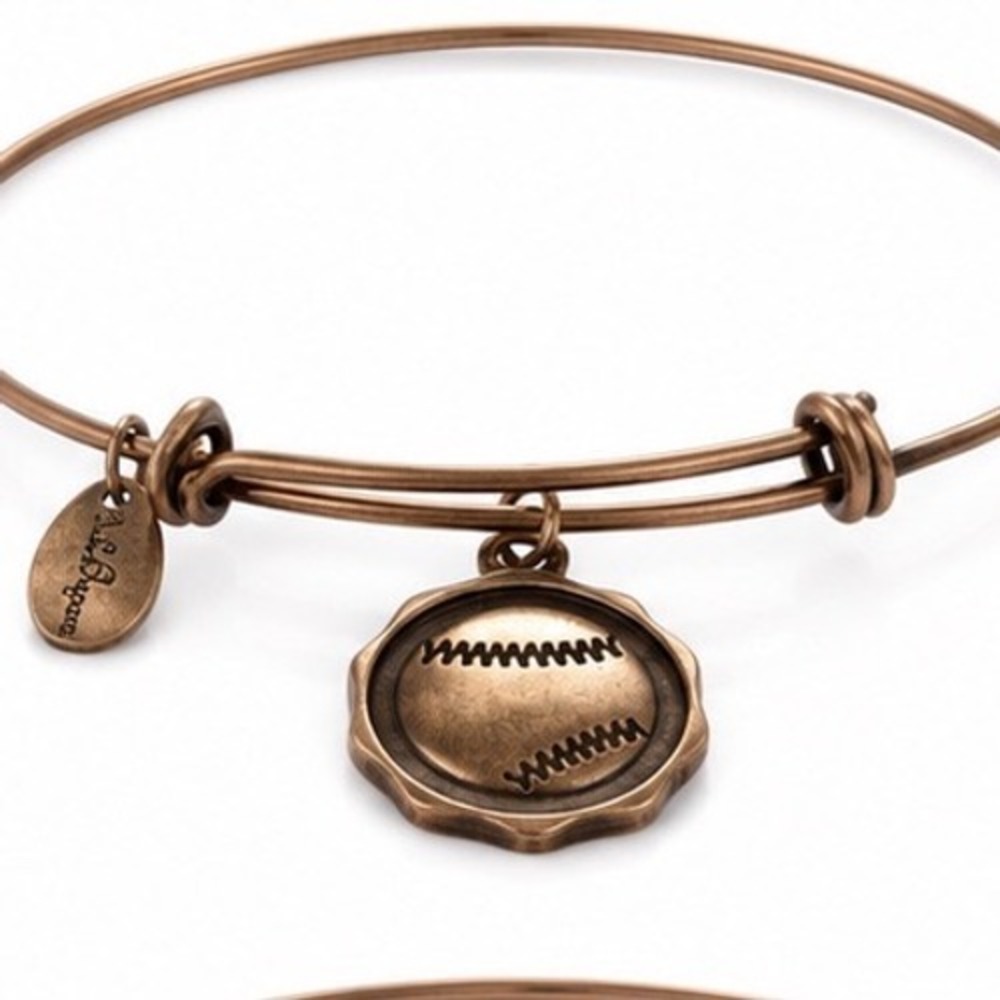 Bella Ryann Copper Tone Baseball Charm Adjustable Bangle Bracelet NEW